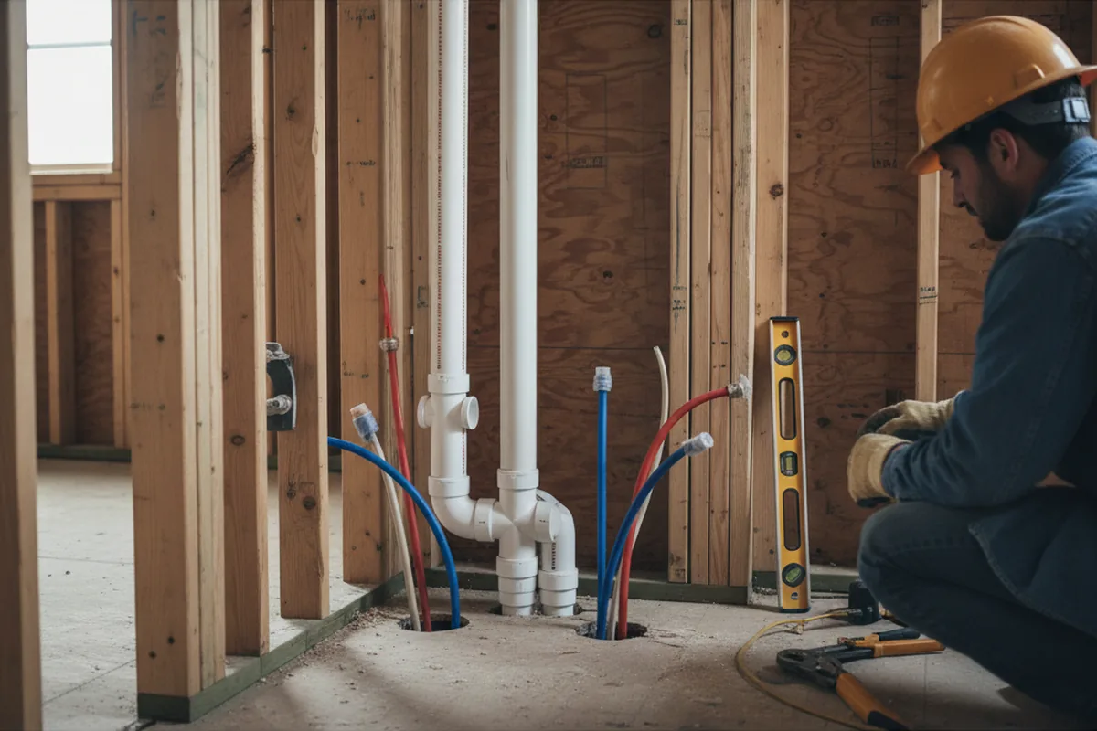 Drain and supply rough-in during Leak Detection in Sandisfield