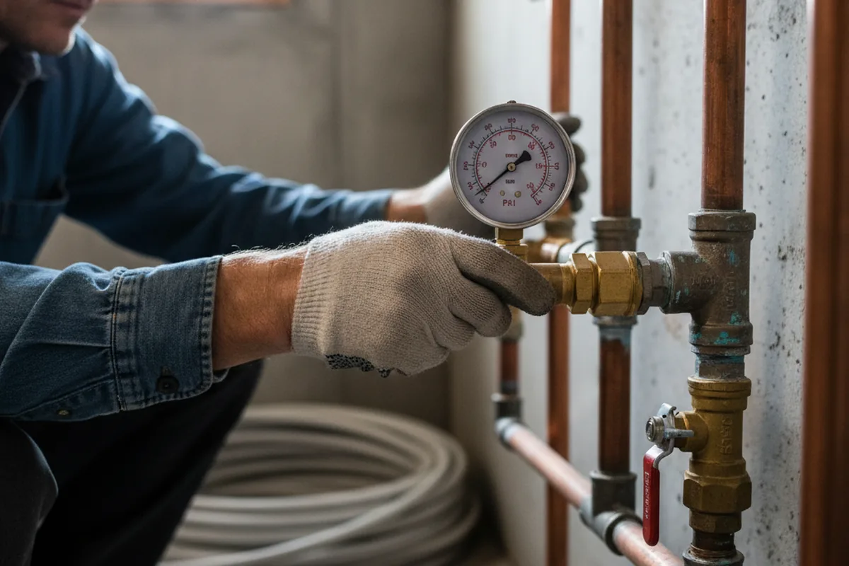 Pressure testing a repaired line during Water Line Repair in Sandisfield